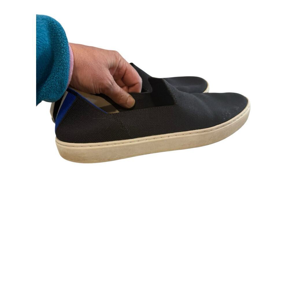 Rothy’s Black Knit Slip On Sneakers Womens Size 10 Blue Stripe Casual Shoes - Picture 5 of 7